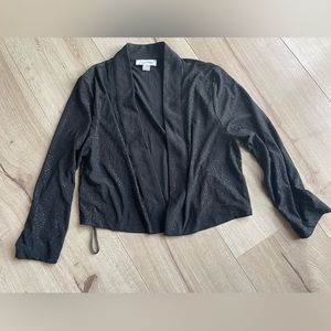 Calvin Klein Cropped Open Front Sparkle Cardigan